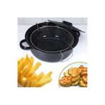 abnturk Süper Kaliteli Kapaklı Emaye Fritöz Patates Kızartma Tenceresi 25 cm Siyah, fdn2136