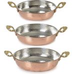 abnturk Üçiü Set Farklı Ölçülerde Içi Kalaylı Bakır Sahan Seti Çift Kulplu Omlet Yumurta Tavası 3 Lü Değişik Ölçülerde Dövme 14-16-18 cm