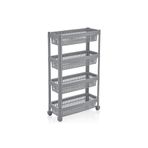 abnturk Ultra Lüks Kaliteli Çizgili Gri Renk Çok Amaçlı Tekerlekli Raf Sebzelik Slim Banyo Rafı 48x23x19cm