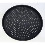 abnturk Yüksek Kalite Sığ Kenar Delikli Alüminyum Teflon Pizza Tavası 26CM Yapıştırmazpizza Pişirme Tepsisi - 26 cm - Siyah