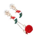 ABOOFAN 1 Çift Noel Küpe Kulak Damızlık Noel Kulak Takısı Esrrings Noel Ağacı Küpe Metal Küpe Noel Partisi Iyilik Noel Yay Küpe Inci Boncuk Küpe Ayarlamak Karikatür Saç Yumağı