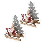 ABOOFAN 2 Adet Noel Süsleri Noel Ahşap Centerpiece Işaretleri Noel Süsü Parti Festivali Için Ev Süsü Noel Ahşap Plaket Noel Ahşap Masa Işareti Ahşap Bambu Tahta Masa Boyalı 3 Boyutlu