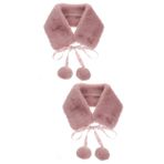 ABOOFAN 2 Adet peluş eşarp sahte eşarp pembe eşarp kolye kışlık boyunluk tavşan eşarp bayan kışlık eşarp kız eşarp kız kış eşarp kürklü eşarp kadın eşarp Kore versiyonu atkı yaka kız bebek
