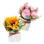 ABOOFAN 2 Adet Saksılı Ayçiçeği Sahte Çiçekler Sahte Asmalar Bitki Sahte Oda Dekoru Mum Saksıları Yapay Ayçiçeği Buketi Dekoratif Yapay Lale Açık Hava İpek Çiçek