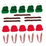 ABOOFAN 20 Adet Mini Bere Mini Örgü Noel Baba Şapkası Noel Şişe Kapağı Noel Lolipopu Şişe Şapka Ve Atkı Noel Şapka Minik Noel Şapkası Örgü Ipliği Bebek Parti Malzemeleri Iplik