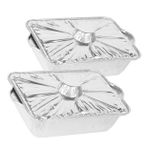 ABOOFAN 3 Set ızgara Tavası Tencere Pişirme Pişirme Kavurma Teneke Kamp Kare Barbekü Gıda Saklama Kabı Fırın Kabı Mutfak Malzemeleri Folyo Kap Silver Aliminyum Folyo 2 Adet*3
