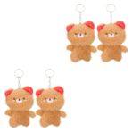 ABOOFAN 4 Adet Peluş Ayı Kolye Peluş Bebek Anahtarlık Hayvan Anahtarlık Peluş 5 Doların Altındaki Peluşlar Hamster Anahtarlık Doldurulmuş Ayı Bebek Çocuk Pp Pamuk Çan Peluş Bebekler