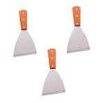 ABOOFAN Paslanmaz Spatula 3 Parça ahşap saplı biftek spatula kazıyıcı kurabiye spatulası yapışmaz kızartma tavası çekpas metal spatula ızgara döndürücü Paslanmaz çelik Teppanyaki