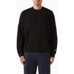 About Blank Oversize Pamuklu Loose Knit Crewneck Erkek Kazak - Siyah - 2XL