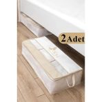 About The Perfect Iki Adet Şık Pencereli Baza Altı Düzenleyici Hurç, 70X32X20, Özel Kumaş Bej - Açık Bej - 3'lü - Seçenek 1