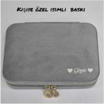 About The Perfect Kişiye Özel Büyük Boy Takı Saklama Kutusu ve Seyahat Çantası (14×21) Gri - Yeşil