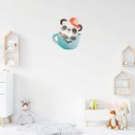 About The Perfect Sevimli Panda Tasarımlı Çocuk Odası Duvar Saati, Mavi Renkli, Eğlenceli ve Şık Tasarım - Ahşap - Ceviz