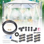 AbrirTrail Dış Veranda için Misters, Misting Soğutma Sistemi 26FT Buğulanma Hattı+9 Pirinç Misting Nozulları+Pirinç Adaptör (3/4 inç) Soğutma için Su Sisleri Dış Mekan Arka Bahçe, Sera, Tavuk kümesi