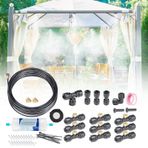 AbrirTrail Dış Veranda için Misters, Misting Soğutma Sistemi 50 FT Buğu Hattı+17 Pirinç Buğu Nozulu+Pirinç Adaptör (3/4 inç) Soğutma için Su Sisleri Dış Mekan Arka Bahçe, Sera, Tavuk Kümesi
