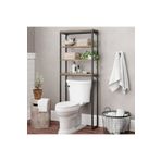 Abronya Klozet Üstü Raf Ahşap Banyo Dolabı Metal Ayaklı Organizer