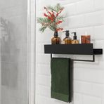 Abronya Metal Banyo Rafı Siyah Havluluk Şampuanlık ve Sabunluk Rafı