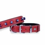 Abros SBT 3535 3.5x47-55 cm Kırmızı Kemik Desenli Deri Boyun Tasması