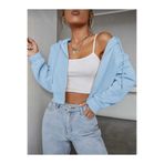 Abruzzo Crop 3 İplik Fermuarlı Sweatshirt - Bebek Mavisi