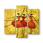 Abstract Balerinler Tablosu 96 x 90-3 Parçalı