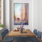 Abstract Streetcar Yağlı Boya Dokulu Tablo 50X70 Gold Çerçeveli