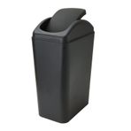 ABuff Küçük Kapaklı Çöp Kovası, 12 Litre/3 Galon Küçük Siyah Plastik Çöp Kovası, Ofis, Yatak Odası, Banyo için Kapaklı Çöp Kovası