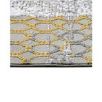 Abut Sarı Çerçeveli Modern Geometrik Etnik Desenli Boho Makinada Yıkanabilir Hafif Hav Toz Vermez Leke Tutmaz Kaymaz Taban Dijital Makine Baskı Halı Oturma Odası Salon Yolluk Koridor Mutfak Halısı