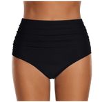 ABYOVRT Kadın Bikini Altı Mayo Dantelli Bikini Şort Elastik Mayo Yüksek Bel Büyük Beden Brezilya Sahil Bisikleti, Siyah, M