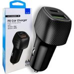 Ac-85 Pd Quick Charge 3.0 Usbx2 6A, 43 Watt, Araç Içi Hızlı Şarj Aleti Type C Girişli Araç Şarjı