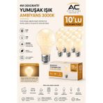 AC Aydınlatma 10'lu Paket 4W Dekoratif LED Ampul E27 Duy 3000K Sarı Işık Yumuşak Ambiyans Aydınlatma
