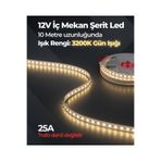 AC AYDINLATMA 12V İç Mekan Şerit Led 10 Metre 3200K Gün Işığı Kesilebilir LED Şerit Trafo Hariç