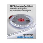AC AYDINLATMA 12V İç Mekan Şerit Led 10 Metre 6500K Beyaz Işık Kesilebilir LED Şerit Trafo Hariç