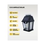 AC AYDINLATMA 12w Solar / Güneş Enerjili Led Ampullü Duvar Fener Aplik 3200k - Sarı Işık