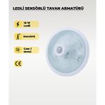 AC AYDINLATMA 18W Ledli Sensörlü Tavan Armatürü 6500K Beyaz Işık - Cam / Metal