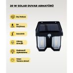 AC Aydınlatma 20W Sensörlü Solar Aplik 3200K (Sarı Işık) - Siyah