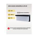 AC AYDINLATMA 25W Assos Radar Sensörlü Aplik 3200K Sarı Işık Modern LED Duvar Aydınlatması