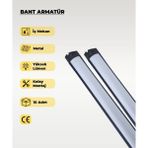 AC Aydınlatma 36W Siyah LED Bant Armatür Sarı Işık - 10 Adet - 3200K - Gün Işığı