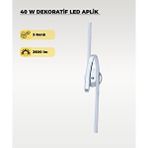 AC AYDINLATMA 40w Led Dekoratif Aplik – 3 Renk Işık (sarı/beyaz/gün Işığı) Krom Modern Duvar Aydınlatması Gümüş