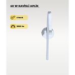 AC AYDINLATMA 40w Led Kavisli Aplik – 3 Renk Işık (sarı/beyaz/gün Işığı) Krom Modern Duvar Aydınlatması Gümüş