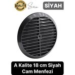 Aç Kapa Yalıtımlı Havalandırma Ayarlı 18cm Siyah Kapak Cam Menfezi Doğalgaz Boşluk Aparatı Başlık