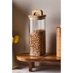 Acacia 1100 ml Akasya Vakum Kapak Borosilikat Kare Cam Kavanoz 8X20 cm - Şeffaf