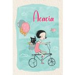 Acacia: Personalized notebook with name Acacia | Birthday gift for women, girl, daughter, mom, sister | Girl with a dog on bike | 110 lined pages journal, small size 6x9 inches
