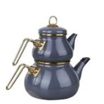 Acar 12361 Qualita Roly Poly Tombul Emaye Gri Çaydanlık Takımı
