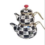 Acar 232 Qualita King Emaye Tombul Dama Çaydanlık Takımı