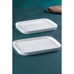 Acar 25 cm Bianco Perla Porselen Dikdörtgen Tabak