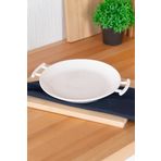 Acar 29 cm Bianco Perla Yuvarlak Kulplu Servis Tabak