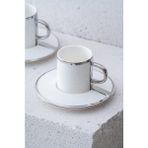 Acar Acar HXF-06875 Gümüş Yaldızlı 2 Kişilik Kahve Fincan Takımı - 4 Adet - 90 ml