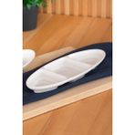 Acar Aria Oval Bölmeli Kayık Tabak Porselen 25 cm Beyaz Şık Servis Tabak