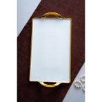 ACAR Arven Dikdörtgen Gold Sunum Tepsi - 45 cm KAI-07667/3-GLD Beyaz - Gold KAI-07667/3-GLD