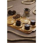 Acar Bambu Tabak ve Tepsili Cam Kahve Fincan Takımı