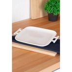 Acar Bianco Perla Dikdörtgen Kulplu Servis Tabak Porselen 27.5 cm Beyaz Renk Desensiz